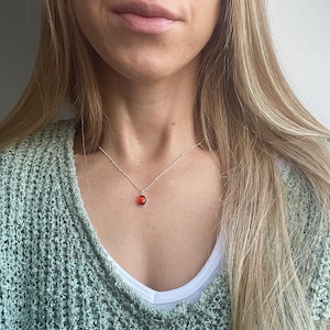 925 Carnelian Crystal Necklace, Sterling Silver Beaded Crystal Necklace, Gifts for women, Red Carnelian Jewellery, Mothers Day Present