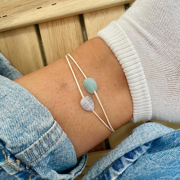 Choose Your Stones Double Layer Gemstone Anklet, Adjustable Ankle Bracelet, Healing Crystal Jewellery for Her, Carnelian, Amethyst, Quartz