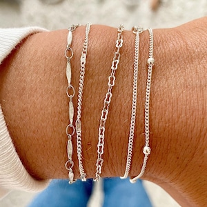 Silver Beaded Bracelet, Dainty Silver Chain Bracelets, Stacking Bracelets, Bracelets for Women,Stocking Filler Secret Santa Serenity Project
