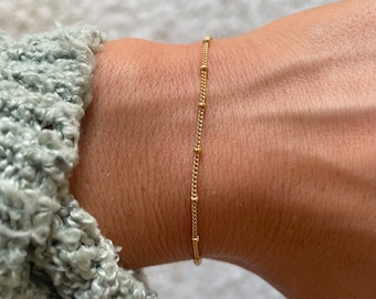 Gold Beaded Bracelet, Dainty Gold bracelet, Gold Bracelets for Women, Mothers day gift, Gold Chain Bracelets, Bridesmaid Jewellery Present