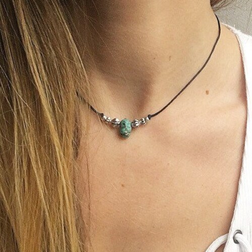 Aubrey Turquoise Beaded Choker Crystal Choker Necklace Etsy