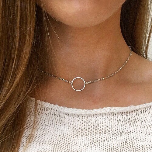 Silver Circle Necklace Silver Coin 