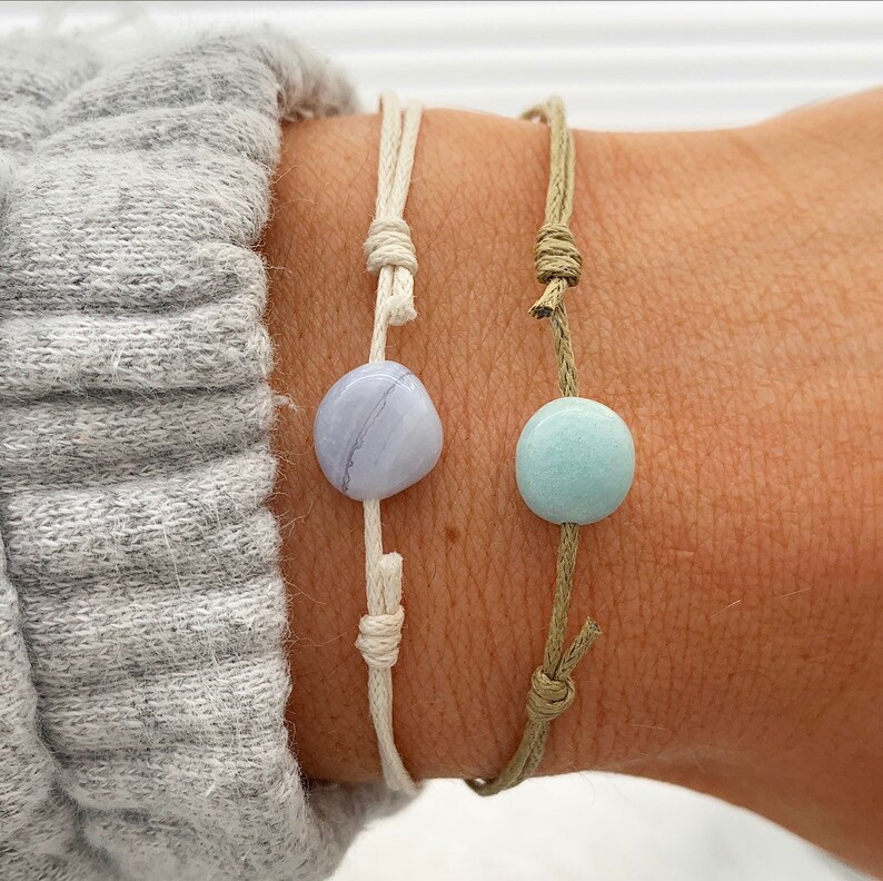 Adjustable Cord Bracelet Green Amazonite Crystal Bracelets Serenity Project quartz Bracelet Blue lace agate Bracelet Gemstone Bracelet