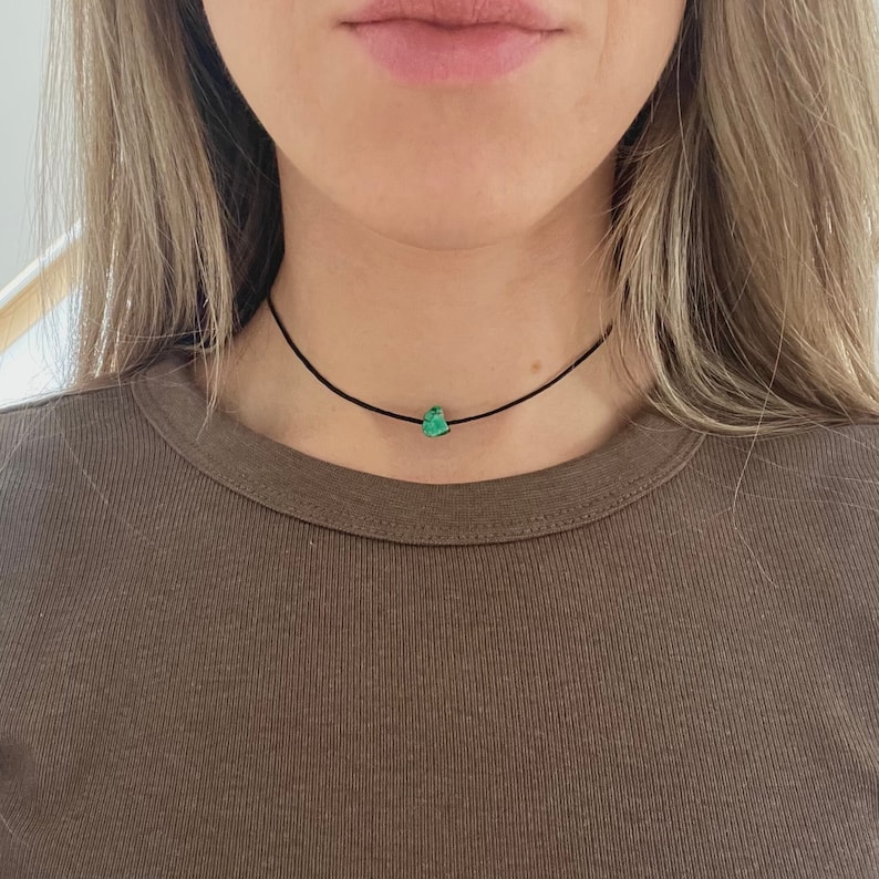 Jasper Choker, Green Jasper Raw Crystal Chip Choker Necklace, Adjustable choker, Summer chokers, dainty necklace, Chokers for women girls image 1