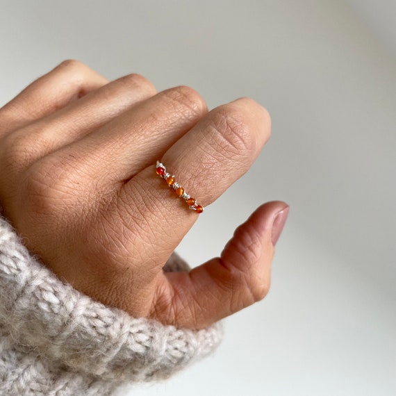 Carnelian Sterling Silver Ring Rose 