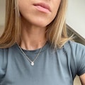Rose Quartz Gold Beaded Necklace, Beaded Champagne Necklace, Rose Quartz Teardrop Pendant Layered Gold Necklace,Minimal Satellite Gold Chain