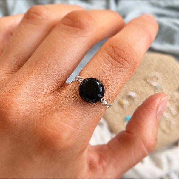 Black Stone Ring Etsy UK