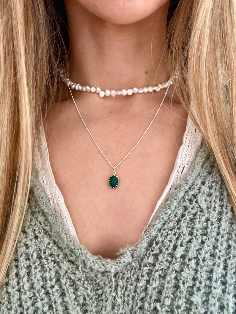 Malachite Necklace 925 Sterling Silver 