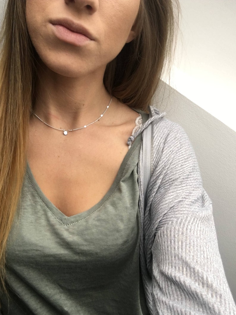 dainty necklace silver layered chokers beaded glass necklace silver necklace Silver beaded necklace /'Ariel/' by Serenity project