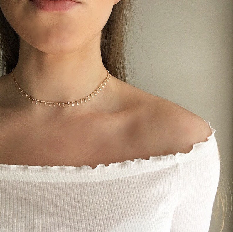 Beaded Rose Gold Choker Gold Choker Necklace Layered Gold Etsy
