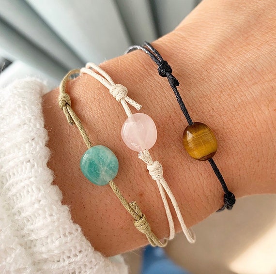 Adjustable Cord Bracelet Green Amazonite Crystal Bracelets Serenity Project quartz Bracelet Blue lace agate Bracelet Gemstone Bracelet
