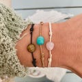 Gemstone Bracelet, Adjustable Cord Bracelet, Rose Quartz Bracelet, Tigers Eye Bracelet, Green Amazonite Crystal Bracelets Serenity Project