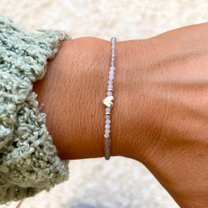 925 Silver heart bracelet, Gemstone Dainty Charm bracelet, Love Heart bracelets, Mothers Day Gift for Her,Flower Girl Bridesmaid Best Friend image 3