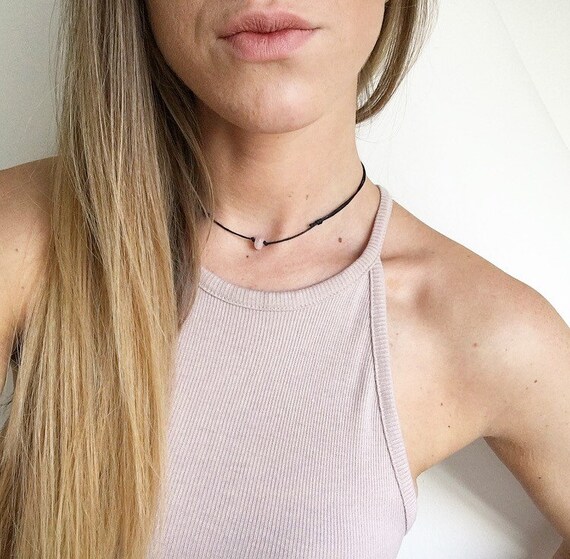 Rose Quartz Choker Necklace Crystal 