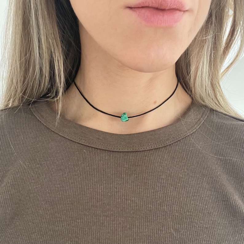 Jasper Choker, Green Jasper Raw Crystal Chip Choker Necklace, Adjustable choker, Summer chokers, dainty necklace, Chokers for women girls image 5