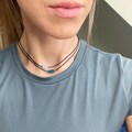 Choose Your Stones Double Layer Gemstone Necklace, Black Adjustable Cord Choker Necklace, Crystal Jewellery,Aquamarine,Amethyst,Rose Quartz