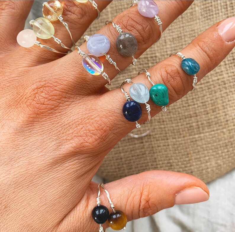 Aura Ring Sterling Silver Stacking Rings Aura Quartz Style Etsy UK