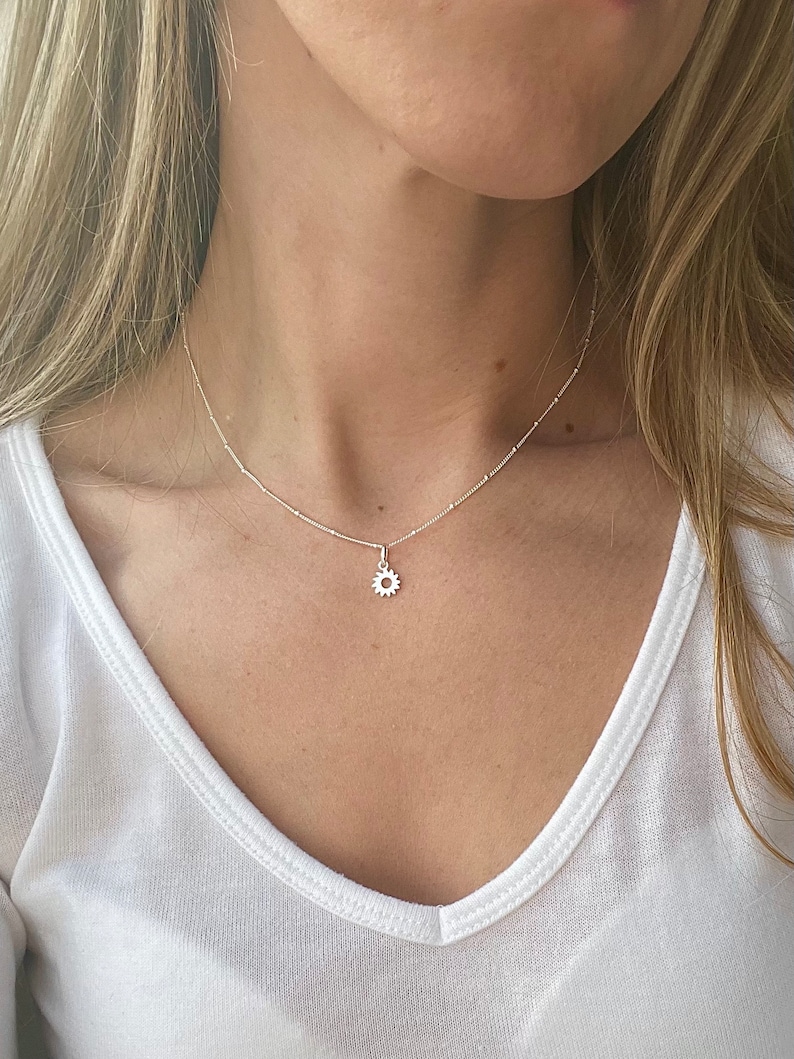 925 Silver Charm Necklace, Sun Necklace, Tiny Star Pendant, Butterfly necklace, Gift For Women, Good Luck Present,Silver Necklaces for women image 5