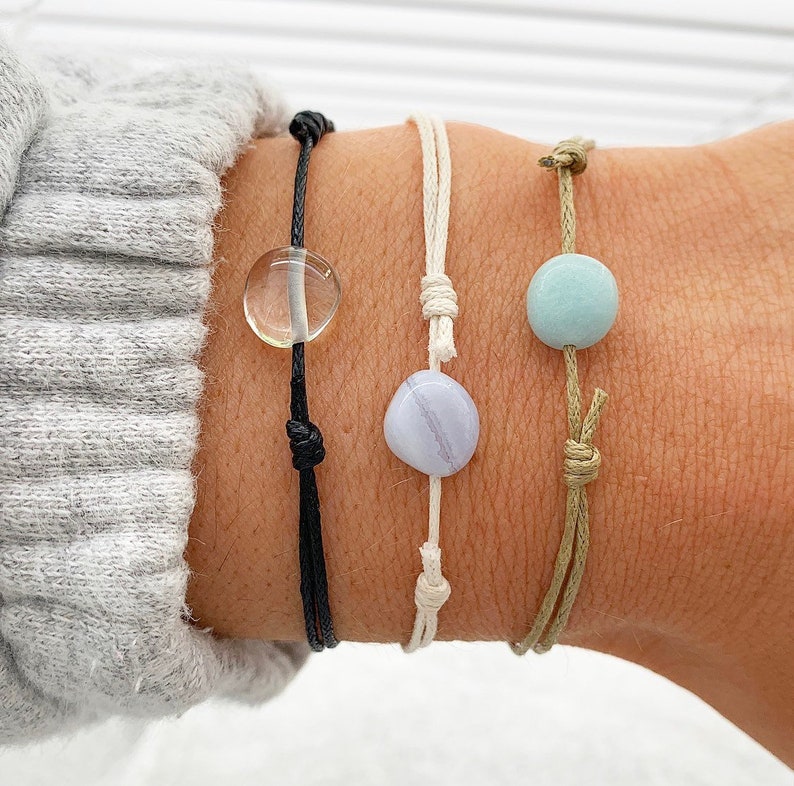 Adjustable Cord Bracelet Green Amazonite Crystal Bracelets Serenity Project quartz Bracelet Blue lace agate Bracelet Gemstone Bracelet