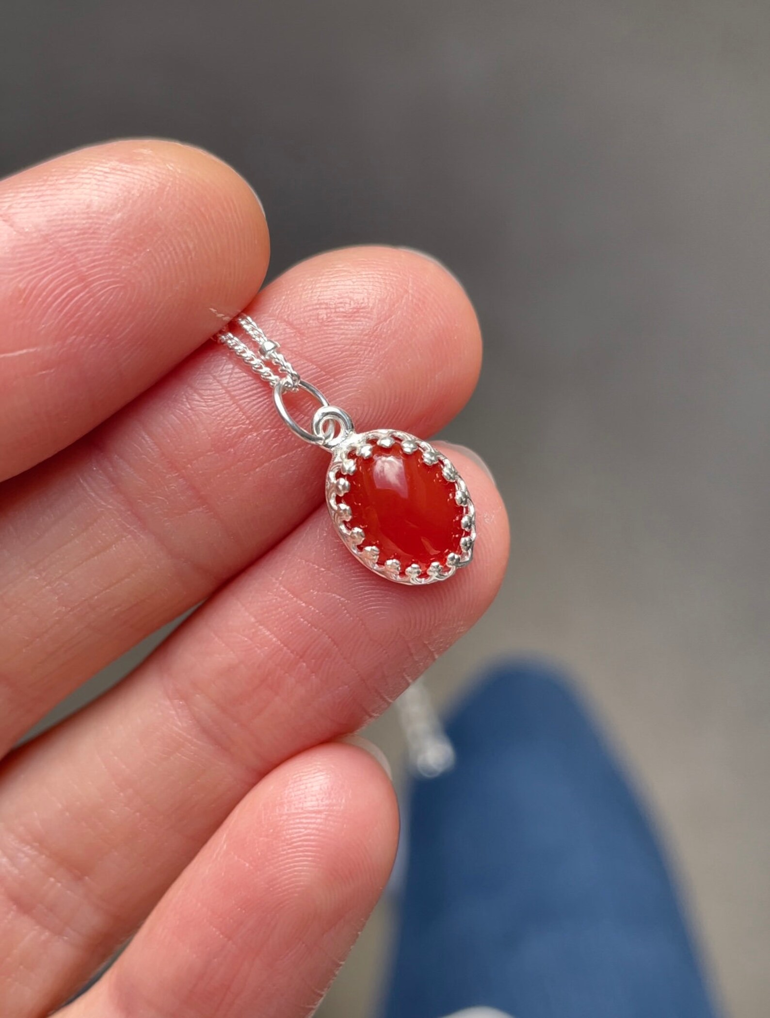 925 Carnelian Crystal Necklace Sterling Silver Beaded Etsy