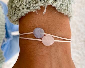 Bracelet double épaisseur de pierres précieuses, Choisissez vos pierres, Bracelet cordon réglable, Bracelets en cristal, Bracelets calme pour femme, Merci de vous rétablir