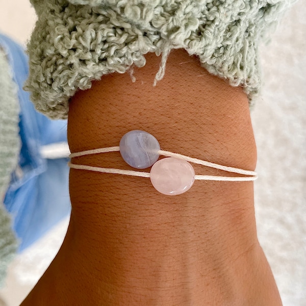 Doppelschicht-Edelsteinarmband, wählen Sie Ihre Steine, verstellbares Schnurarmband, Kristallarmbänder, ruhige Armbänder für Frauen, danke, werden Sie gut