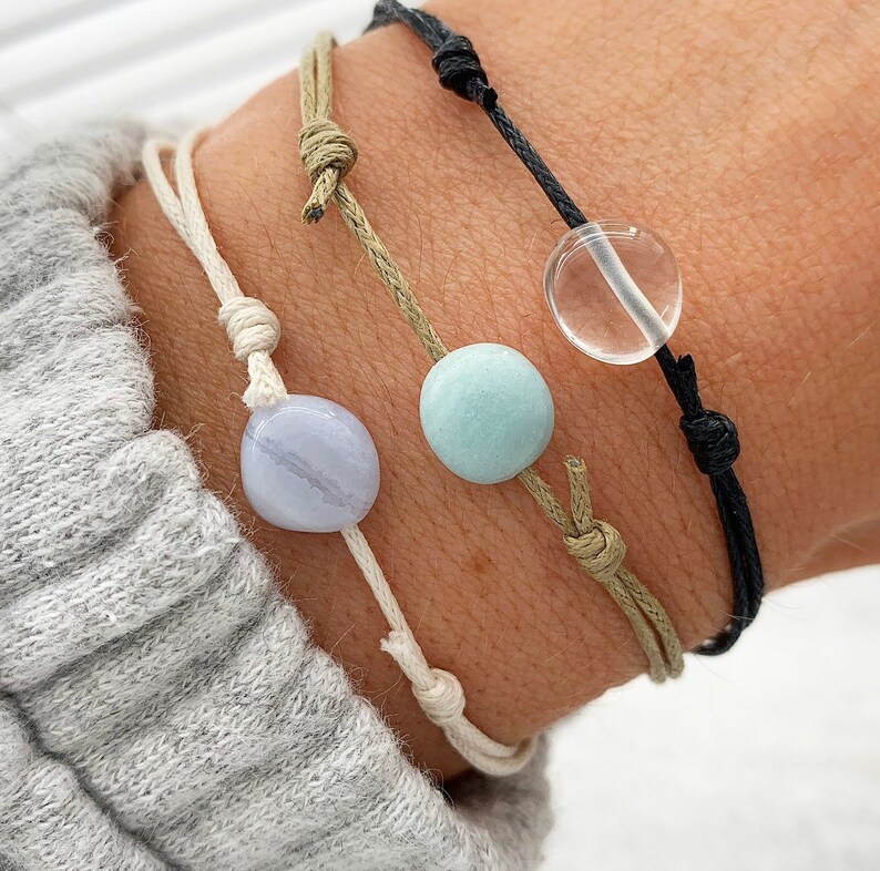 Adjustable Cord Bracelet Green Amazonite Crystal Bracelets Serenity Project quartz Bracelet Blue lace agate Bracelet Gemstone Bracelet