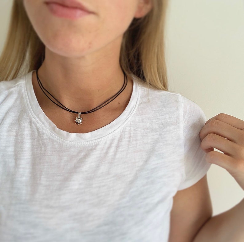 Sun Choker Sun Necklace Silver Choker Charm Choker Etsy