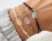 Gemstone Bracelet, Adjustable Cord Bracelet, Citrine Bracelet, Amethyst Bracelet, Aquamarine Bracelet, Adjustable cord by Serenity Project