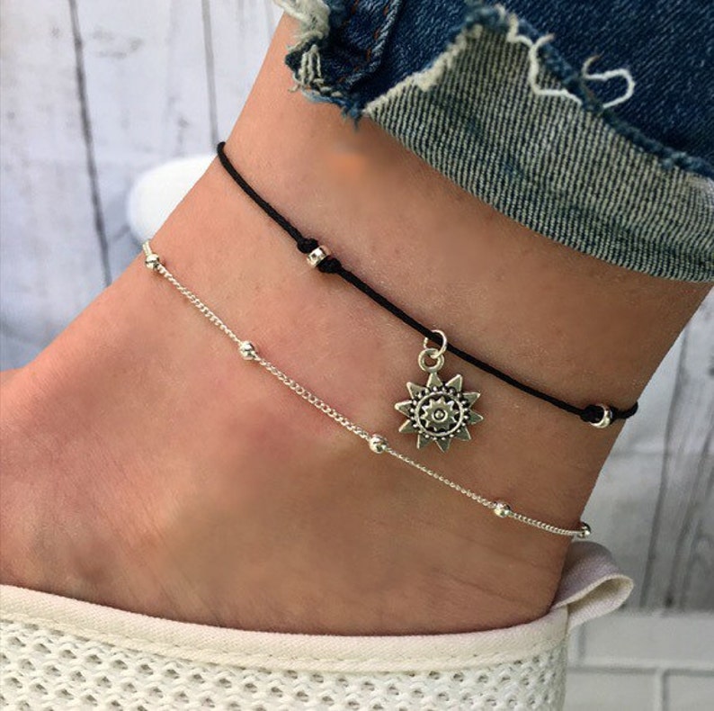 Silver Beaded anklet, 'Jasmine Anklet' Silver ankle bracelet, Beaded Anklet, boho anklet, beach anklets, silver anklet by Serenity Project. 
