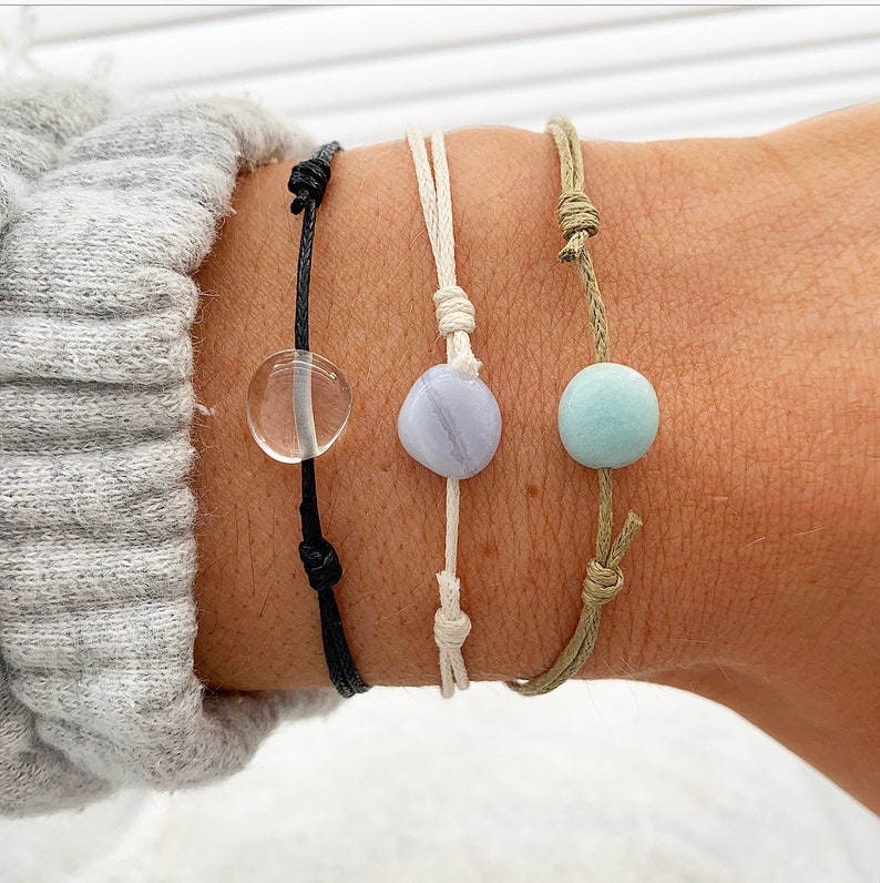 Adjustable Cord Bracelet Green Amazonite Crystal Bracelets Serenity Project quartz Bracelet Blue lace agate Bracelet Gemstone Bracelet