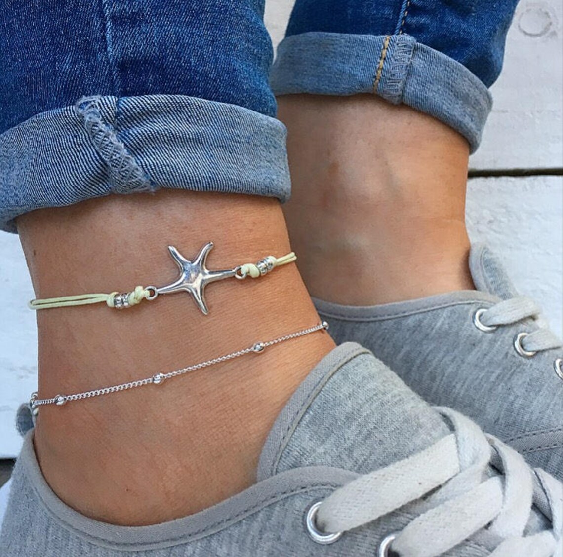 Silver Beaded Anklet Silver Ankle Bracelet Beaded Anklet Etsy UK
