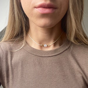 Gold &#39;ALEX&#39; Blue lace agate beaded choker, Gemstone choker, crystal choker necklace, blue gemstone necklace, gold choker by Serenity Project