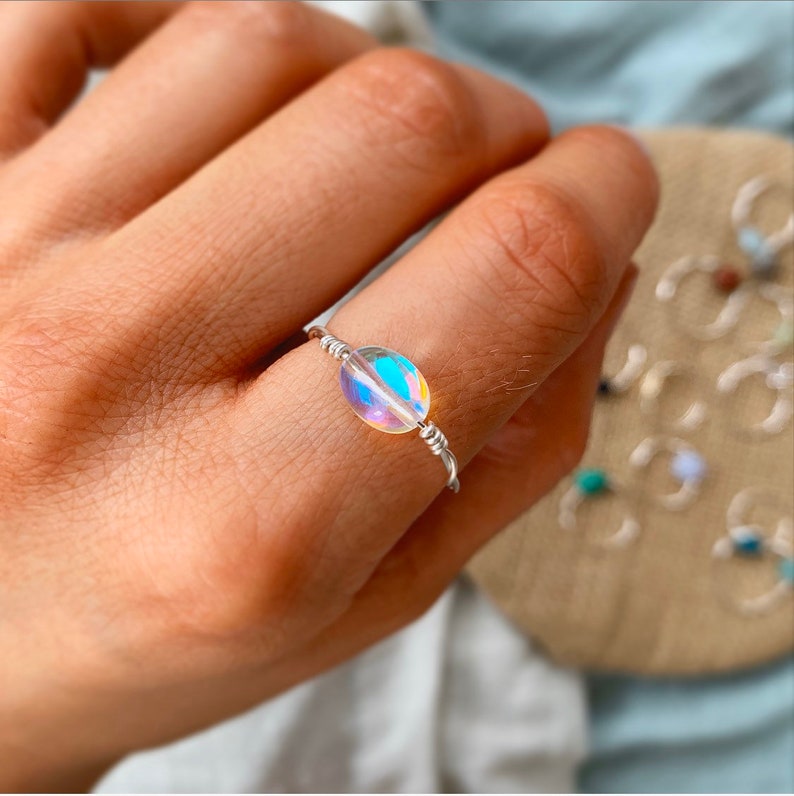 Aura Ring Sterling Silver Stacking Rings Aura Quartz Style Etsy UK