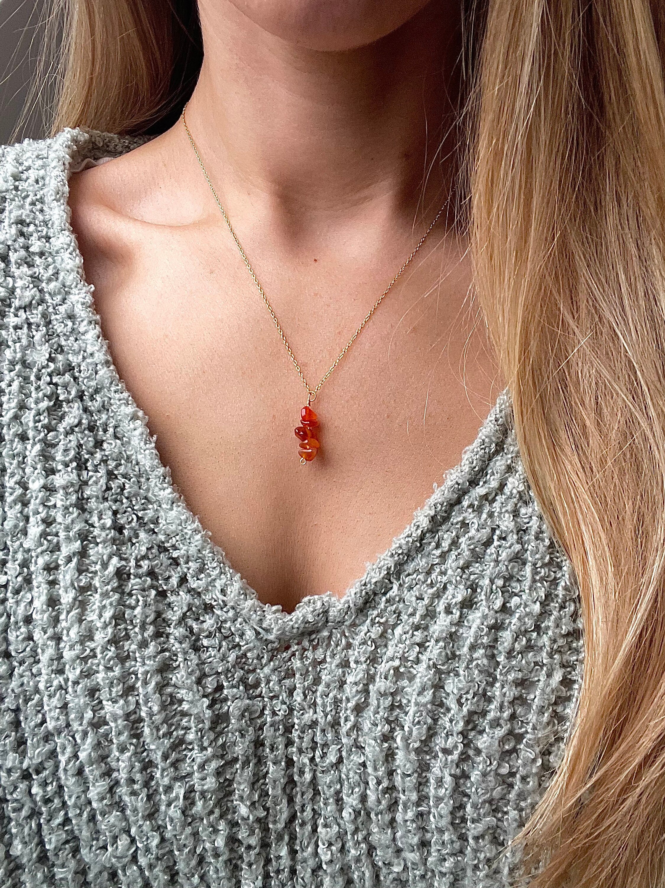 Carnelian Necklace / Gold Vermeil Chain 