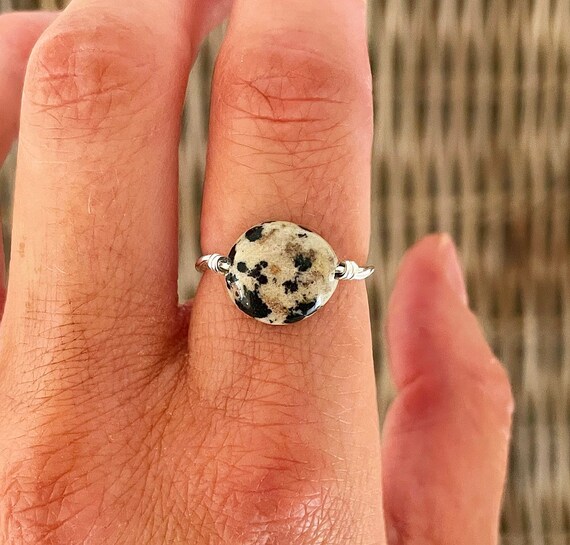 925 Sterling Silver Dalmatian Stone Ring Dalmatian Jasper - Etsy