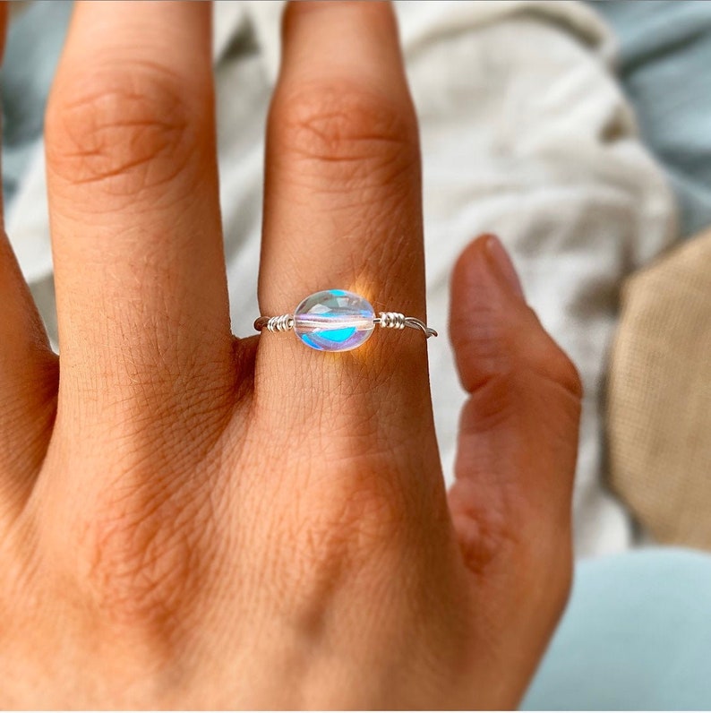 Aura Ring Sterling Silver Stacking Rings Aura Quartz Style Etsy UK