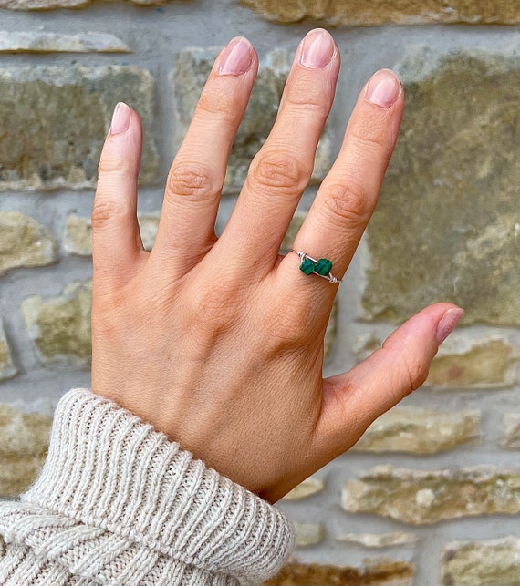 Malachite Ring Sterling Silver Stacking 