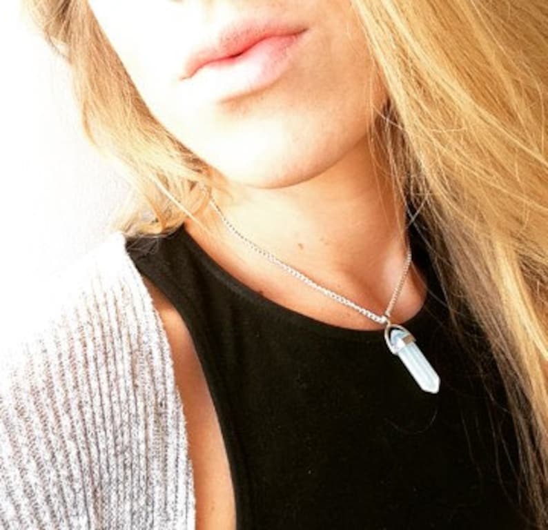 crystal choker Amethyst Opalite Black Snowflake by Serenity project crystal quartz necklace on silver plated chain Crystal necklace
