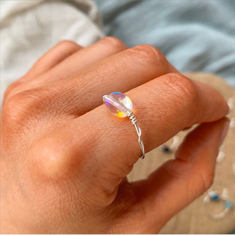 Aura Ring Sterling Silver Stacking Rings Aura Quartz Style Etsy UK