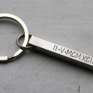 Custom 3d Bar Keychain, Personalized Key chain, Engraved Kids Names key ring, wedding date key chain, Key Fob, Father's Day stamp on 4 sides image 4