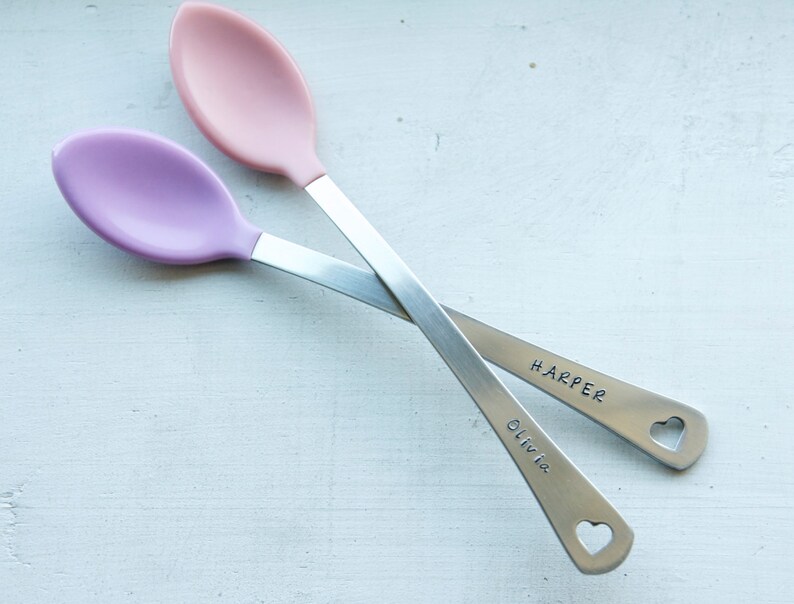 Personalized Baby Spoons Set of 2 Custom Baby Girl Spoons Etsy
