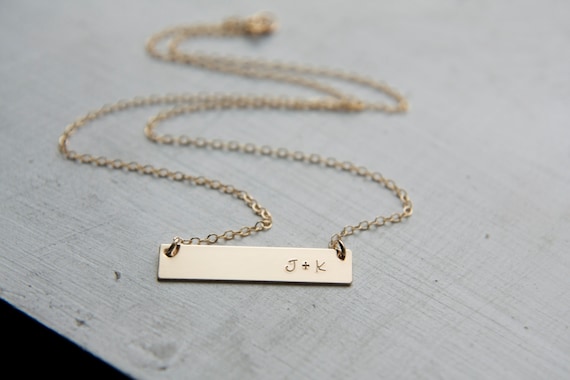 Gold Bar Necklace Initial Bar Necklace Horizontal Bar Name Plate Nameplate Necklace Personalized Necklace Hand Stamped Roman Numeral Etsy Canada