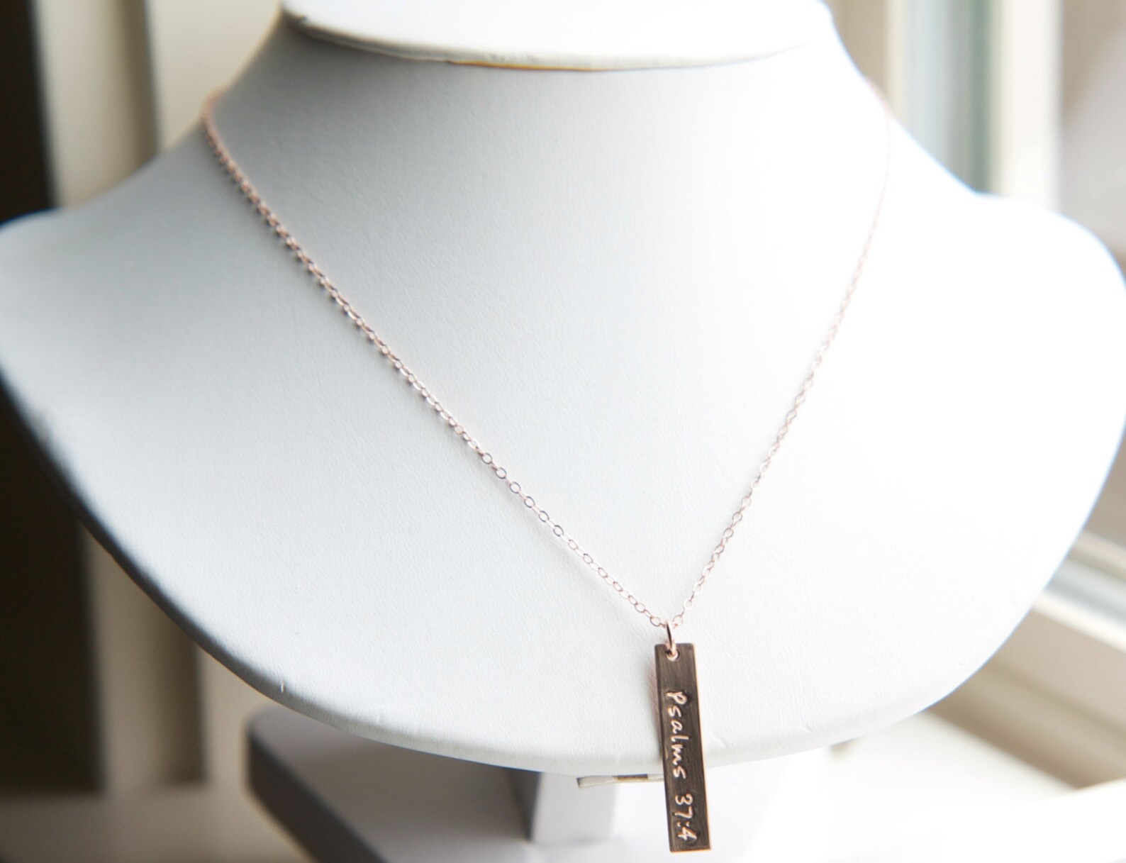 Personalized Rose Gold Vertical Bar Necklace Custom Pink Gold Etsy