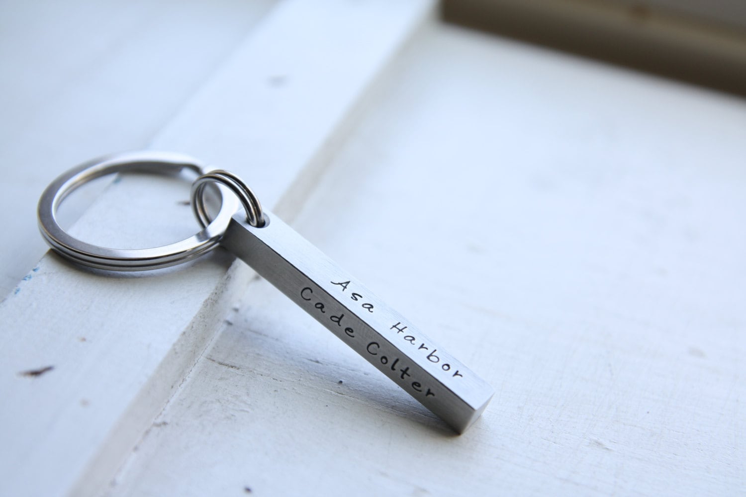 Custom 3d Bar Keychain Personalized Key Chain Engraved Kids Etsy