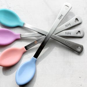 Personalized Baby Spoons, Set of 4 Custom Baby Girl or Boy Spoons, Engraved Baby Spoon, Baby Shower Gift, New Baby Gift, Baby Shower Gift