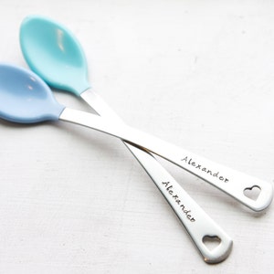 Personalized Baby Spoons, Set of 2 Custom Baby Boy Spoons, Engraved Baby Spoon, Baby Shower Gift, New Baby Gift, Baby Shower Gift