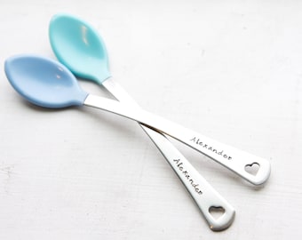 Personalized Baby Spoons, Set of 2 Custom Baby Boy Spoons, Engraved Baby Spoon, Baby Shower Gift, New Baby Gift, Baby Shower Gift