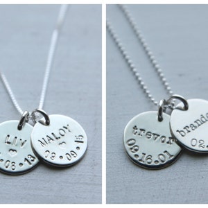 Kids Name Necklace, Sterling Silver Necklace, Family Necklace, Custom Birthdate Necklace, Personalized Necklace Simple Everyday Mom Jewelry