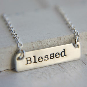 Personalized Jewelry, Sterling Silver Bar Necklace, Hand Stamped Name or Word Necklace, Custom Name Necklace, Customized Necklace